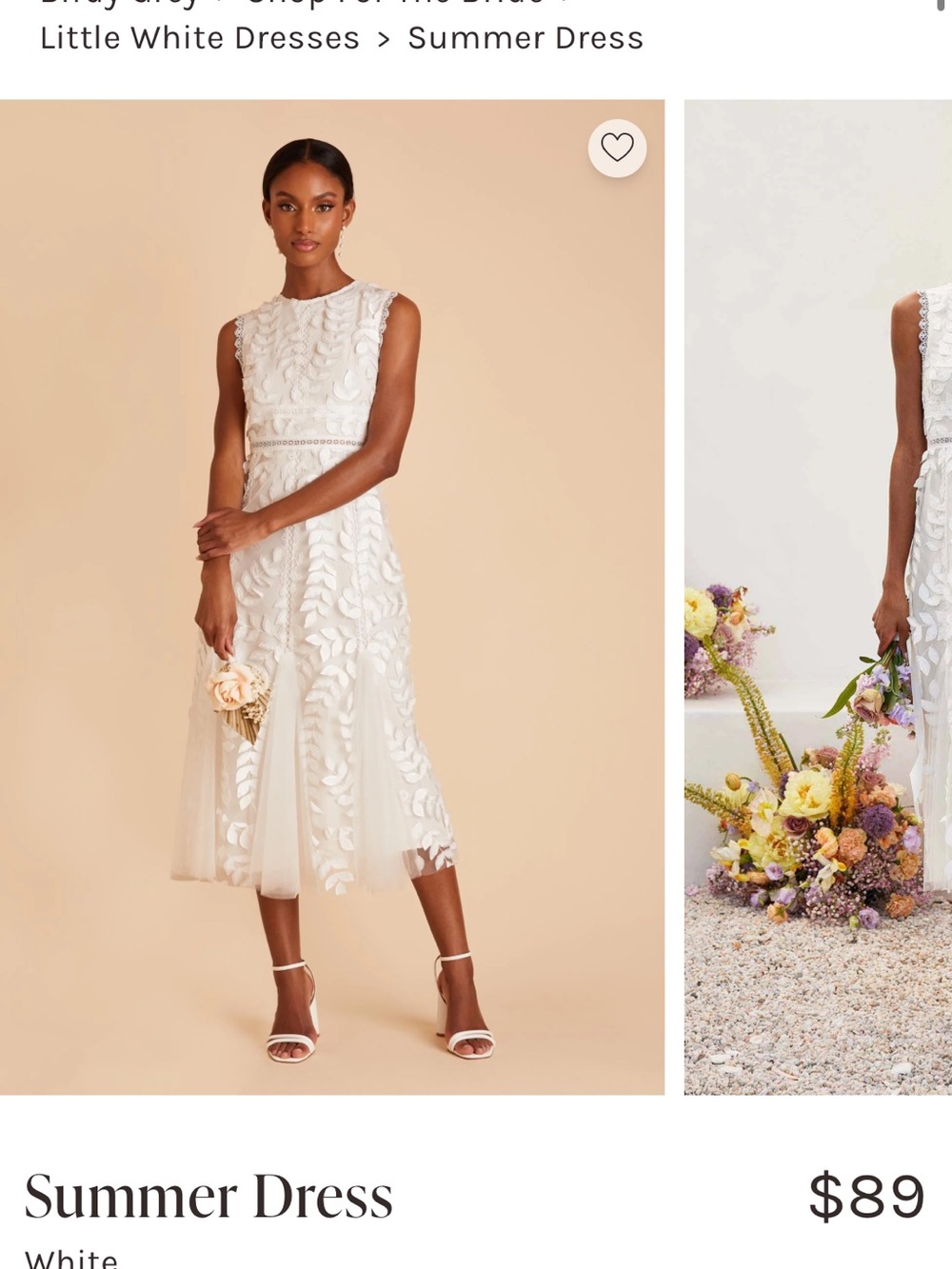 Bridal Shower Dress - Birdy Grey White Lace Midi Dress with Floral Appliqué